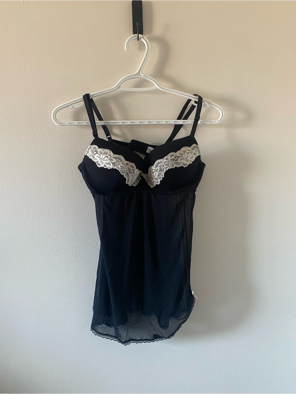 Gilligan & O'Malley Black Chemise with White Lace Trim